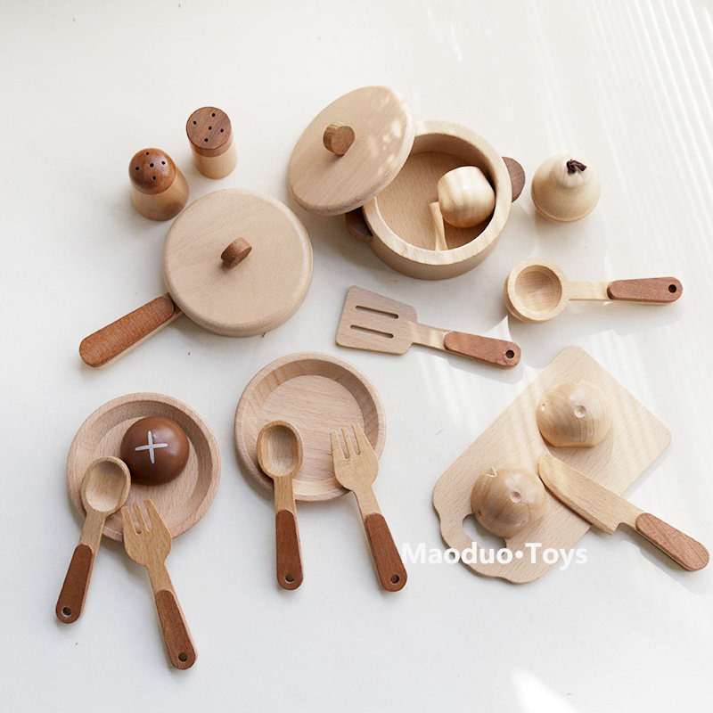 Kids Outdoor Kitchen Accessories - Conjunto de cozinha infantil de madeira