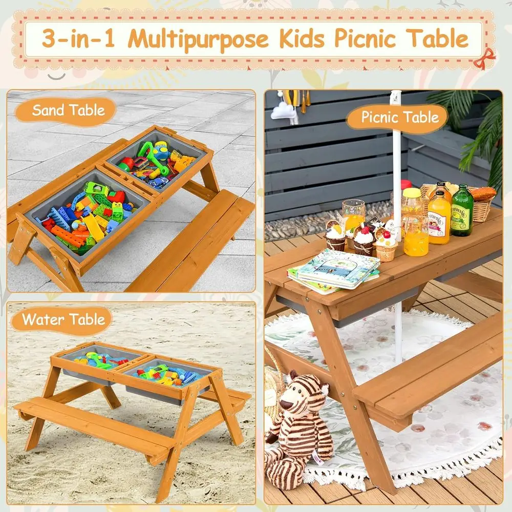 Mesa de Piquenique de Madeira  - Kids Outdoor Furniture Set avaliação e preço